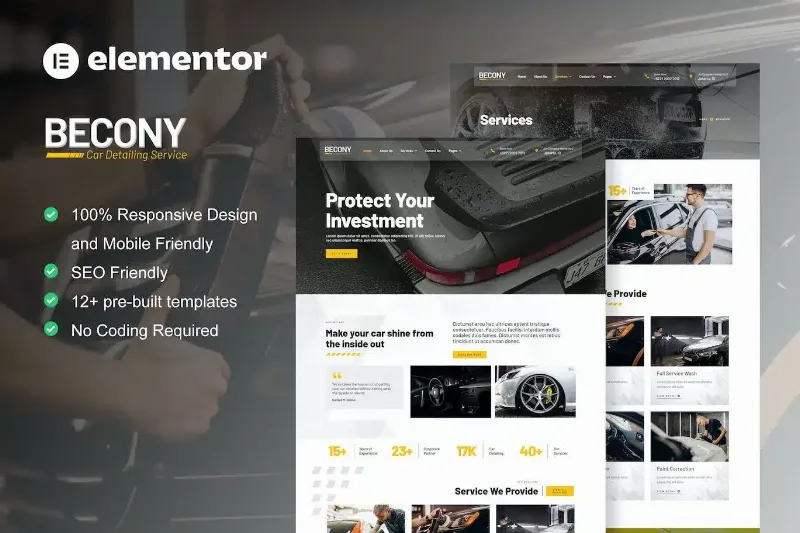 Becony – Car Detailing Services & Car Repair Elementor Template Kit