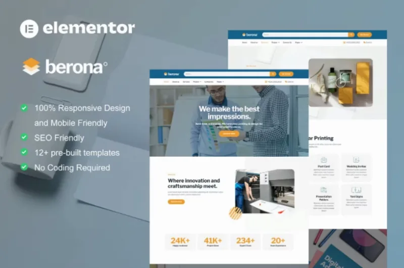 Berona – Printing & Design Service Elementor Template
