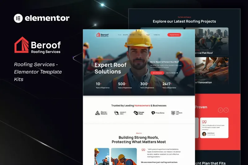 Beroof - Roofing Services Elementor Template Kit