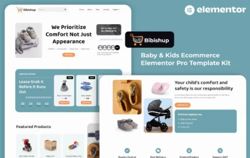 Bibishup – Baby & Kids Ecommerce Elementor Pro Template