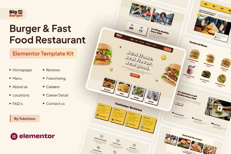 BigBurger – Burger & Fast Food Restaurant Elementor Template