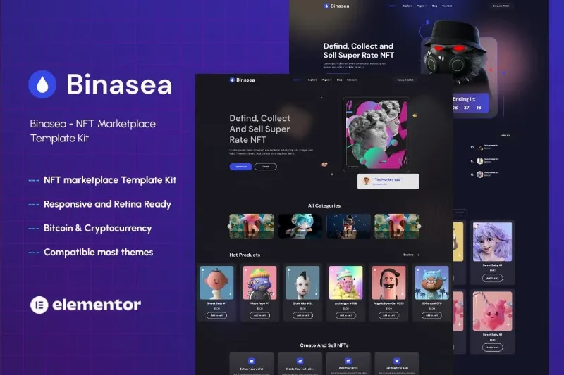 Binasea – NFT Marketplace Elementor Template