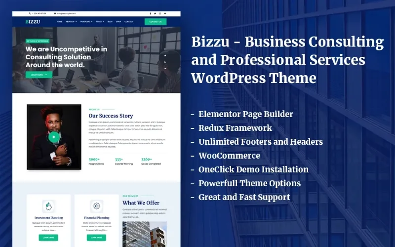 Bizzu – Business Consulting and Professional Services WordPress Theme