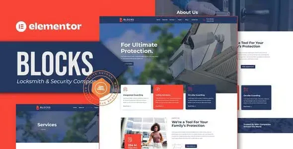 Blocks Locksmith and Security Elementor Template Kit