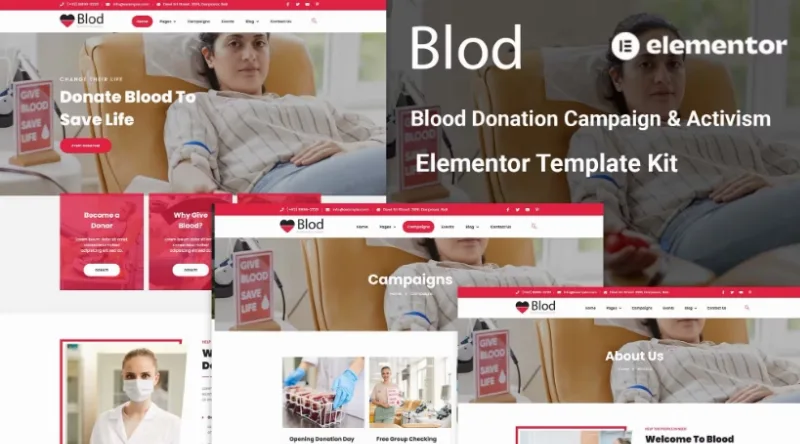 Blod – Blood Drive & Donation Campaigns Elementor Template