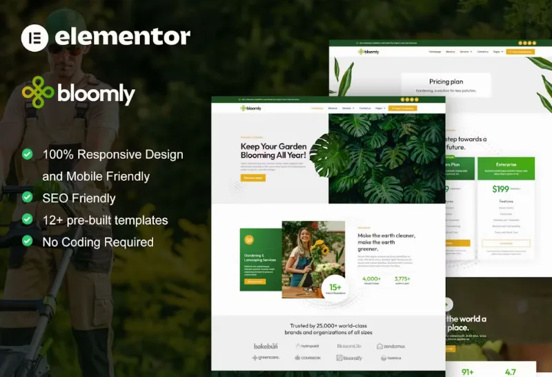Bloomly – Landscape & Gardening Service Elementor Pro Template