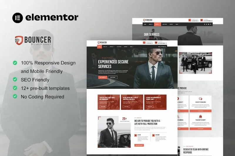 Bouncer – Bodyguard & Security Agency Elementor Template