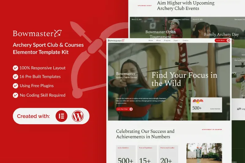 Bowmaster - Archery Club & Courses Elementor Template Kit