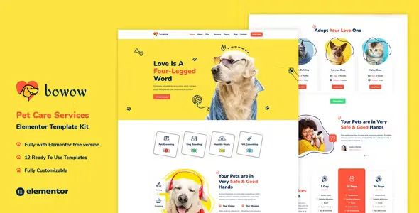 Bowow Pet Care Services Elementor Template Kit