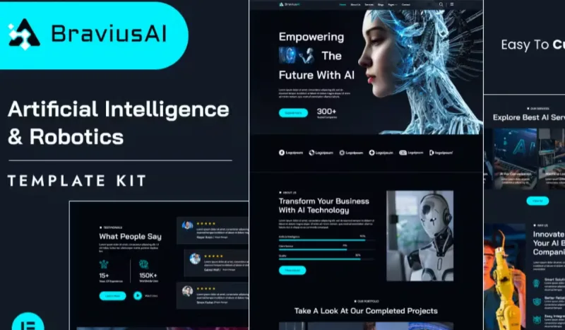 BraviusAI – AI & Robotics Elementor Template