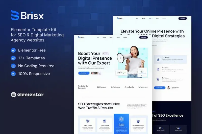Brisx – SEO & Digital Marketing Agency Elementor Template Kit