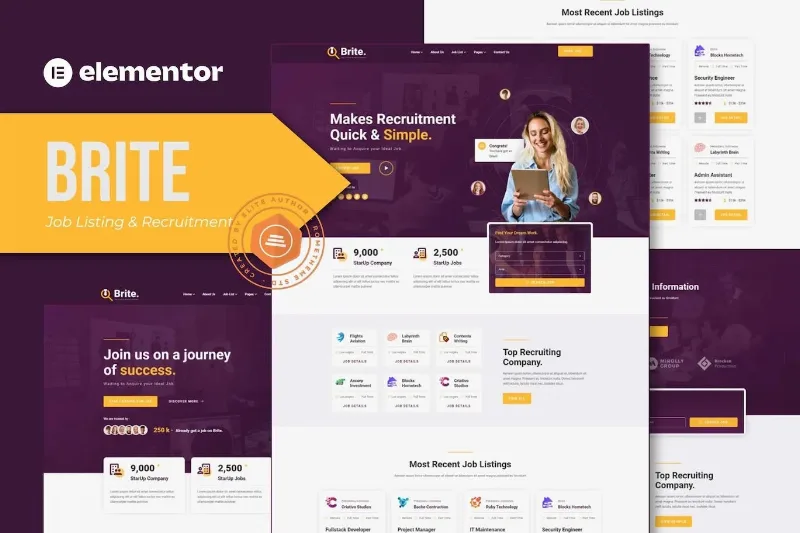 Brite – Job Listing & Recruitment Elementor Template