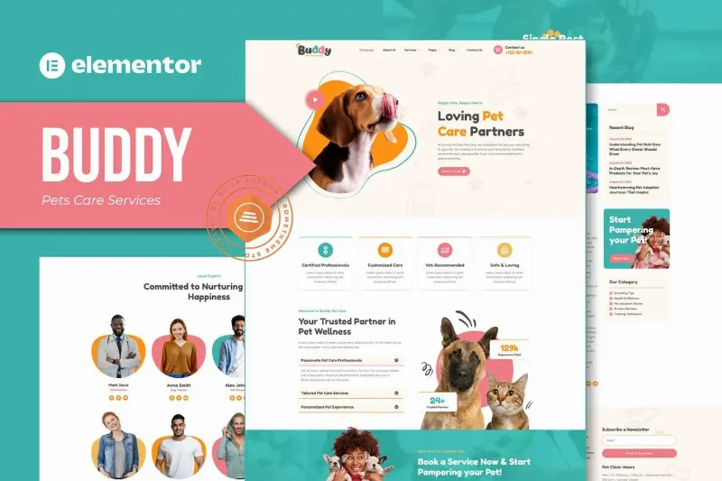 Buddy – Pet Care Services Elementor Template