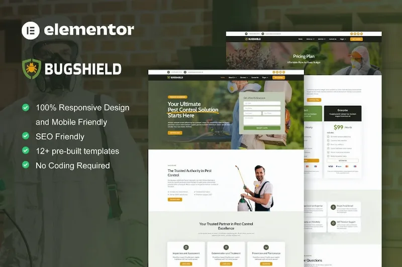 BugShield – Pest Control Service Elementor Pro Template