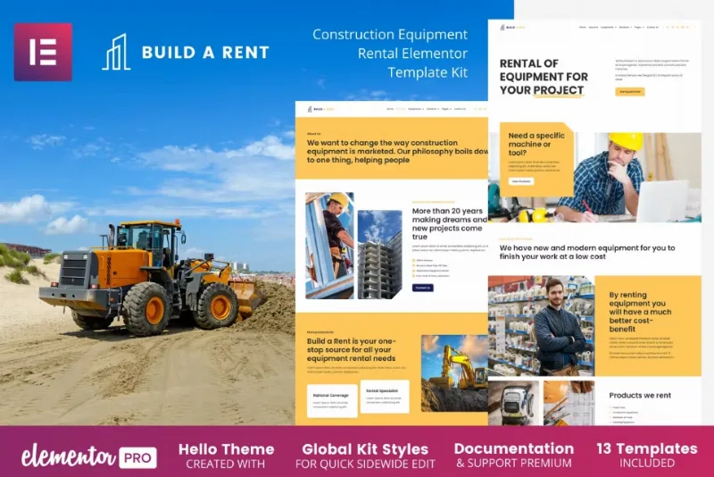 Build-A-Rent – Construction Equipment Rental Elementor Template