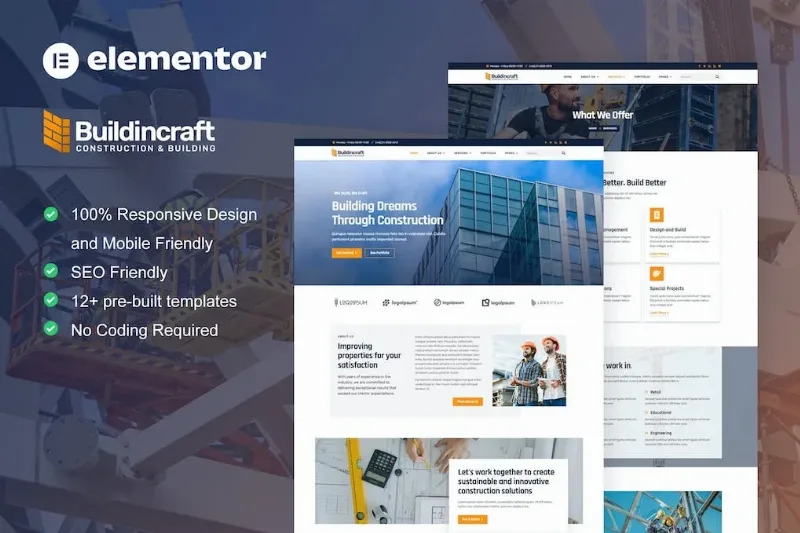 BuildinCraft- Construction & Building Elementor Template