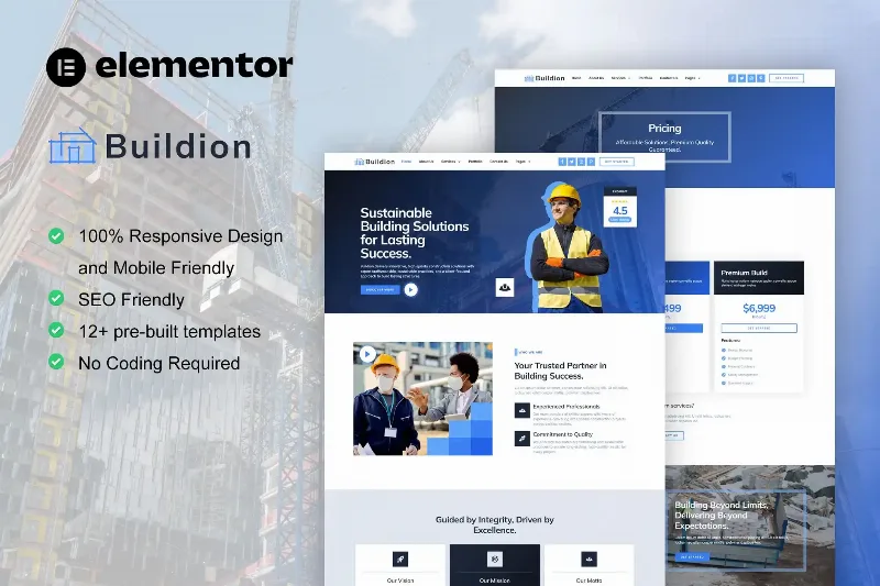 Buildion - Construction & Building Service Elementor Pro Template Kit