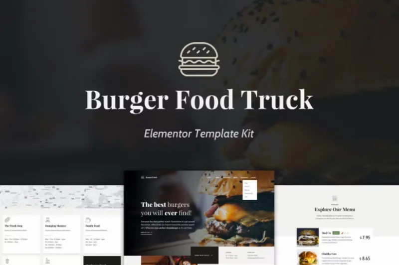 Burger Food Truck – Popup Restaurant Elementor Template
