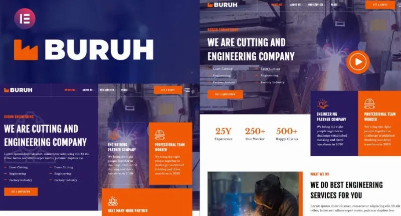 Buruh – Laser Cutting & Engineering Company Elementor Template
