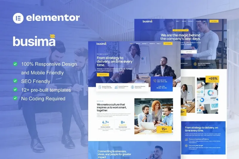 Busima – Business Consultant Elementor Template