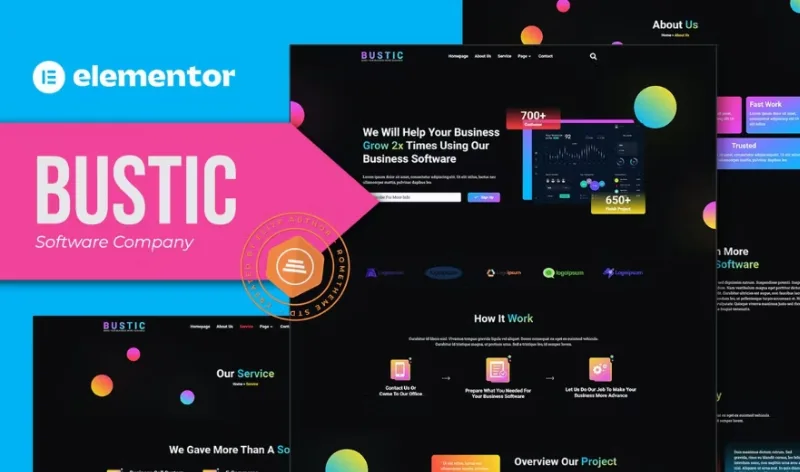 Bustic – Tech & Software Company Elementor Template