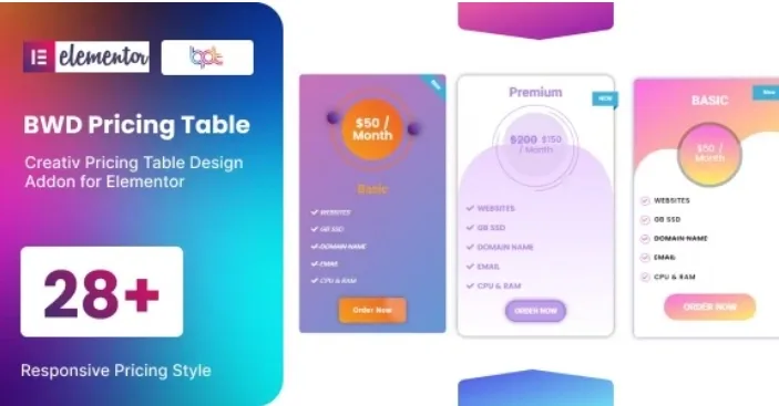 BWD Pricing Table