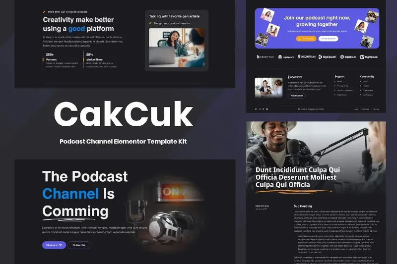 CakCuk – Podcast Channel Elementor Template