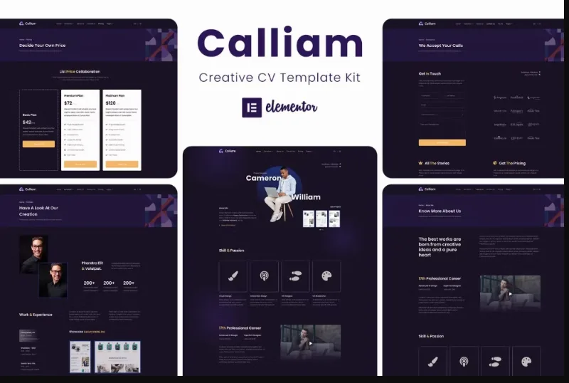 Calliam – Creative CV Elementor Template