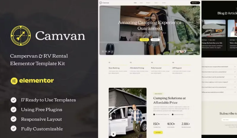 Camvan – Campervan & RV Rental Elementor Template