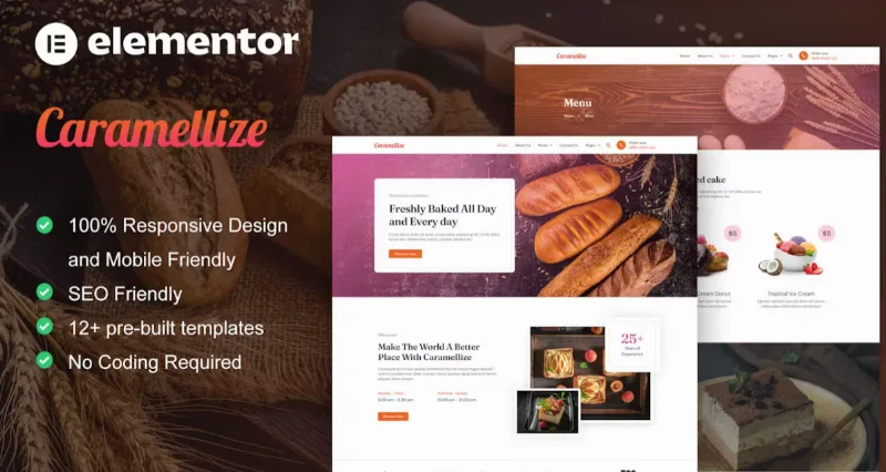 Caramellize – Bakery & Pastry Elementor Pro Template