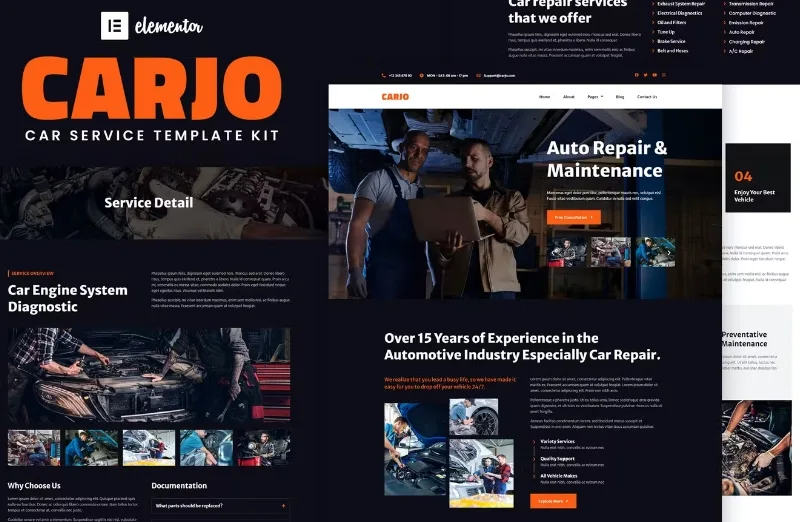 Carjo – Car Services & Repair Elementor Template