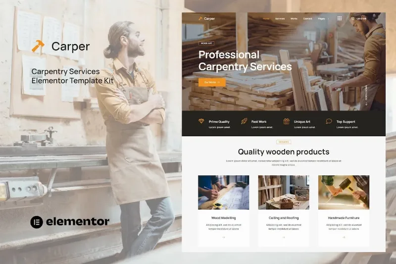 Carper – Carpenter & Craftman Elementor Template