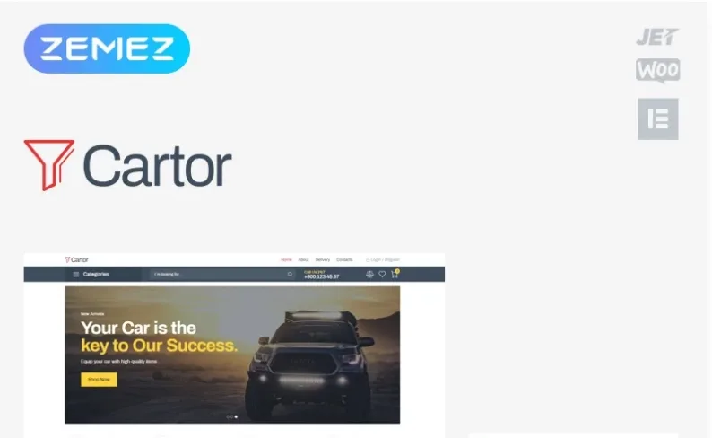 Cartor – Auto Accessories ECommerce Classic Elementor WooCommerce Theme