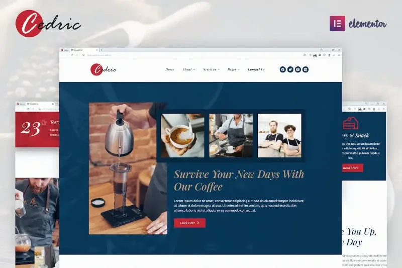 Cedric – Coffee & Beverages Elementor Template Kit