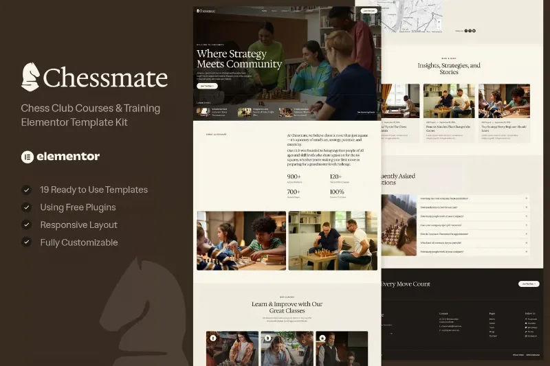 Chessmate - Chess Club Courses & Training Elementor Template Kit