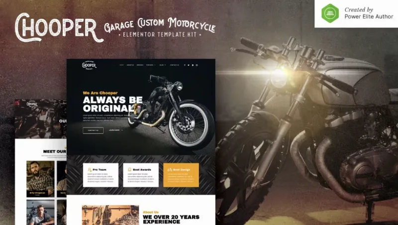 Chooper – Custom Motorcycle Garage Elementor Template