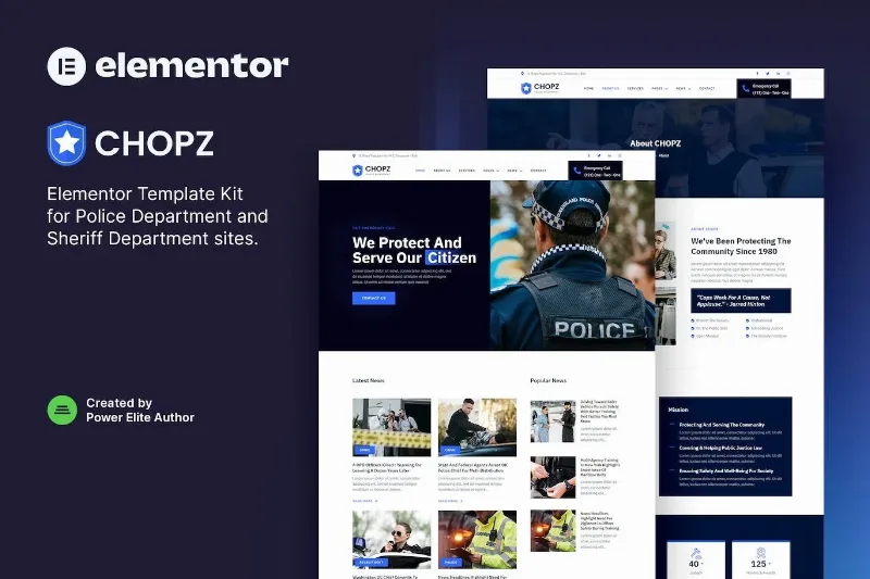 Chopz – Police & Sheriff Department Elementor Template