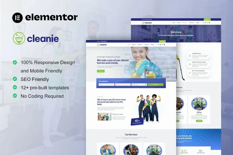Cleanie – Cleaning Service Company Elementor Template