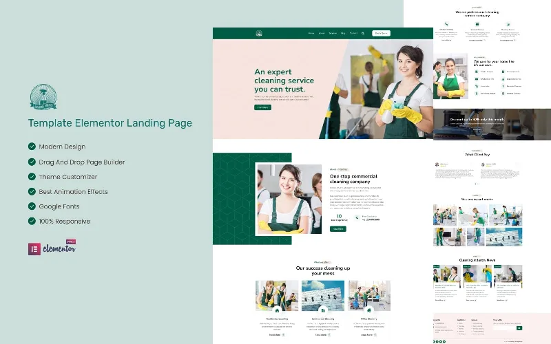 Cleaning - Cleaning Services Elementor Landing Page