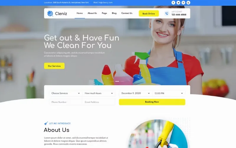 Cleniz – Cleaning Services Elementor Template