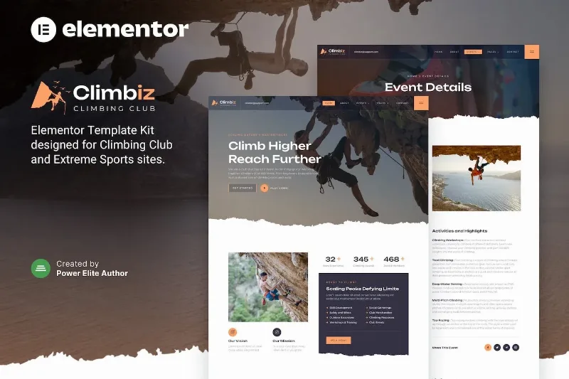 Climbiz – Climbing Club & Extreme Sports Elementor Template