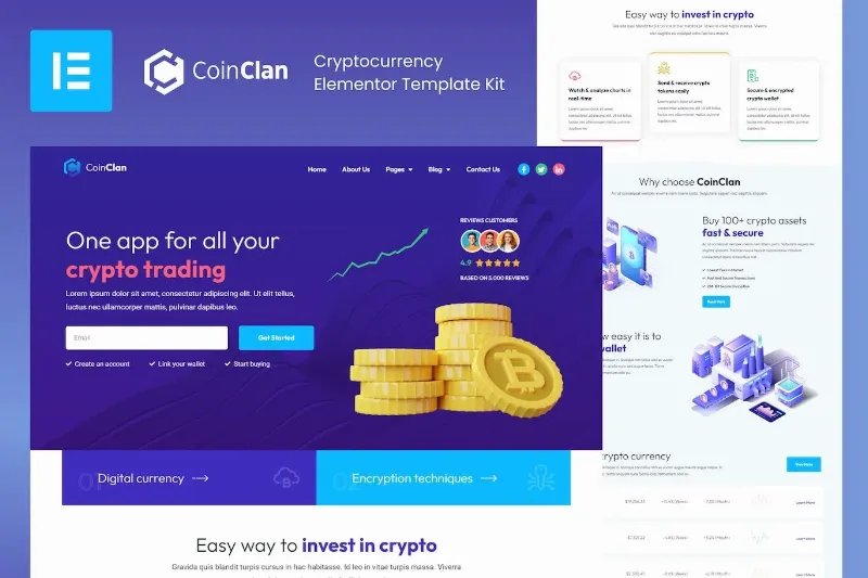 CoinClan – Cryptocurrency Elementor Template
