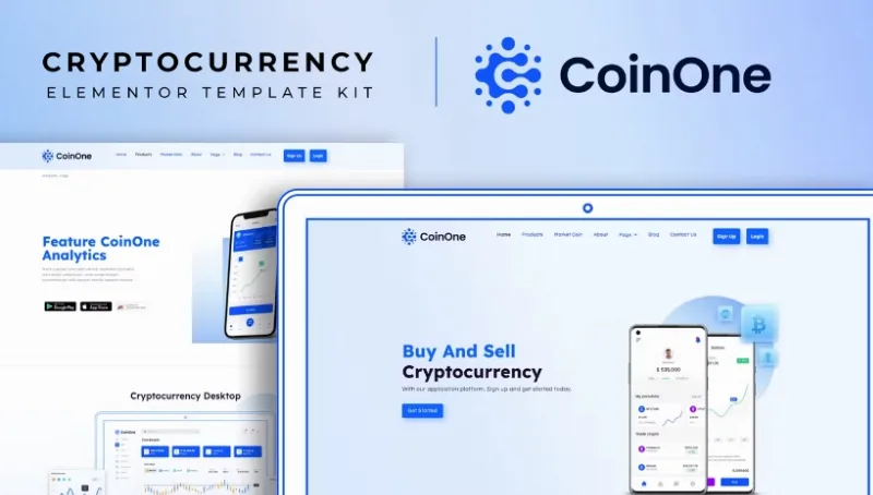 CoinOne – Cryptocurrency Elementor Template