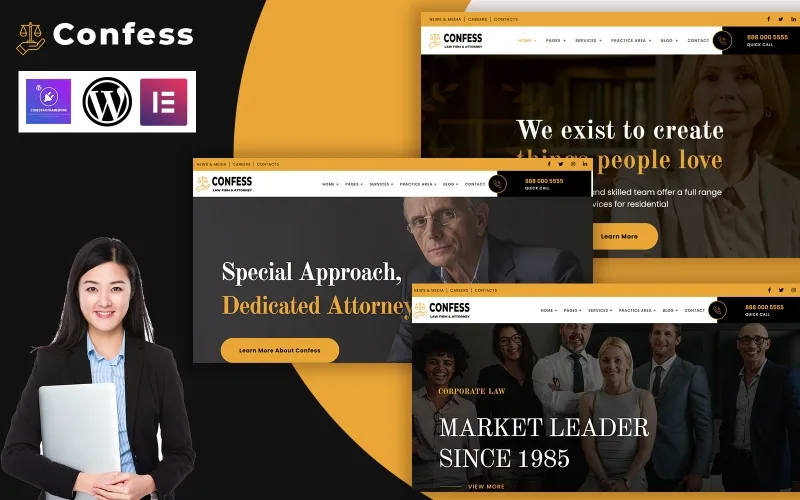 Confess – Lawyer Attorney and Law Firm WordPress Elementor Theme WordPress Theme