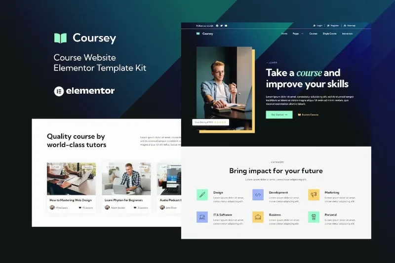Coursey – Online Courses Elementor Template