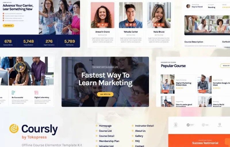 Coursly | Education & Offline Course Elementor Template