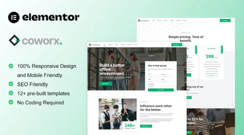 Coworx – Coworking Space & Virtual Office Elementor Template