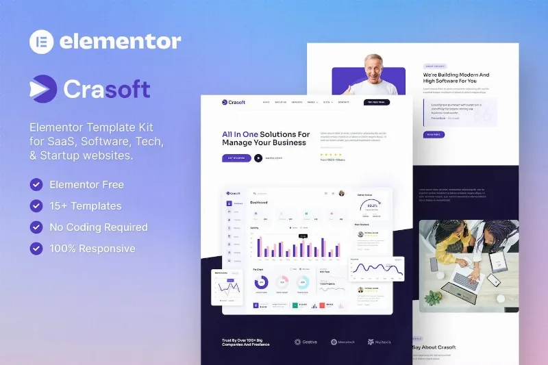 Crasoft – SaaS & Tech Startup Company Elementor Template