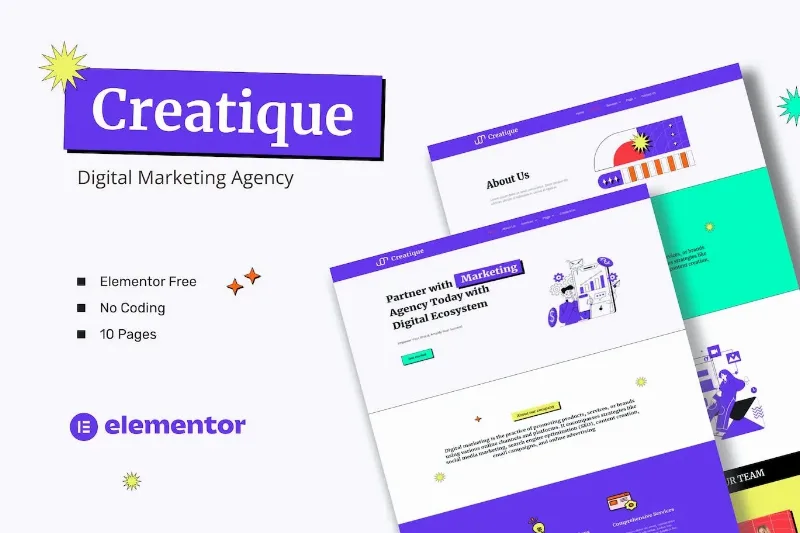 Creatique – Digital Marketing Agency Elementor Template