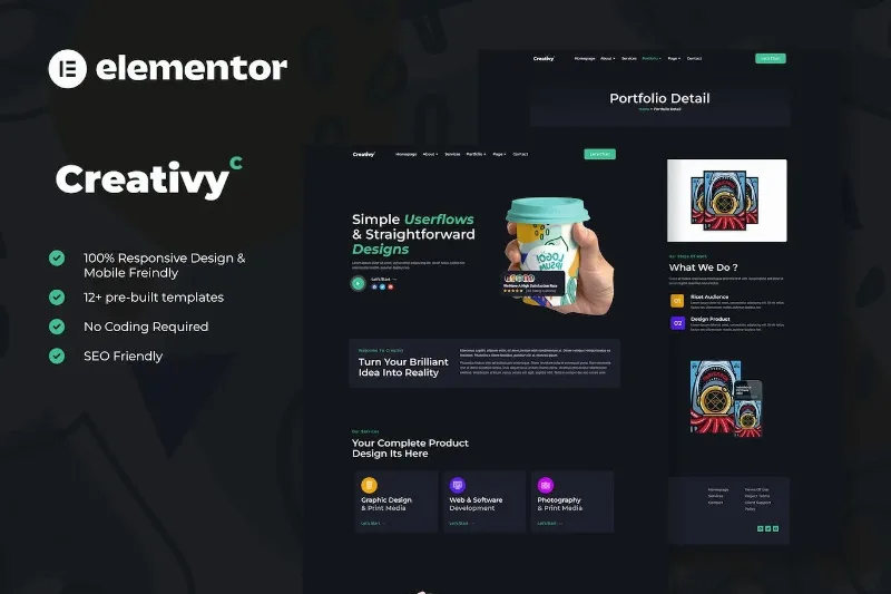 Creativy – Creative Agency & Portfolio Elementor Template